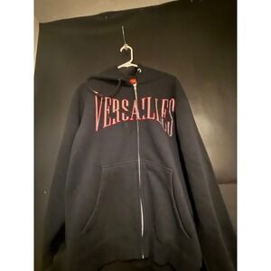Versailles Rhinestone Logo Zip Up Hoodie Black Red Silver Kids Medium Sweatshirt